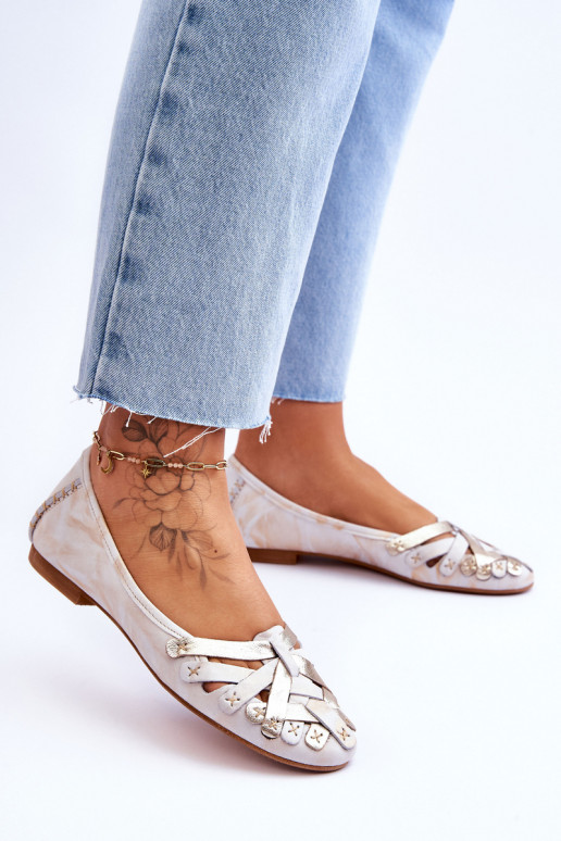 Dámske Balerínky Máciejka 01358-22 béžová-zlatej farby Dámske Balerínky Máciejka 01358-22 béžová-zlatej farby