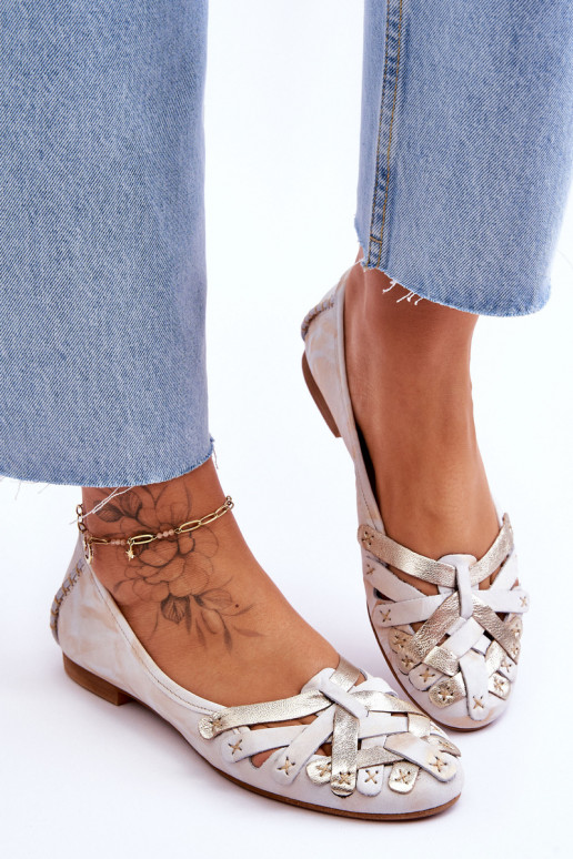 Dámske Balerínky Máciejka 01358-22 béžová-zlatej farby Dámske Balerínky Máciejka 01358-22 béžová-zlatej farby