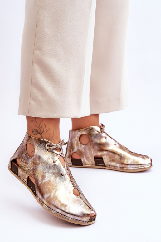 Jednoduché Kožené Čižmy Máciejka 03426-42 zlatej farby Jednoduché Kožené Čižmy Máciejka 03426-42 zlatej farby