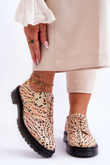 Dámske Kožené topánky Štýlovýl z Oxfordu Máciejka 04087-18 OranžováoIno-čierna