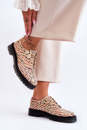 Dámske Kožené topánky Štýlovýl z Oxfordu Máciejka 04087-18 OranžováoIno-čierna 2