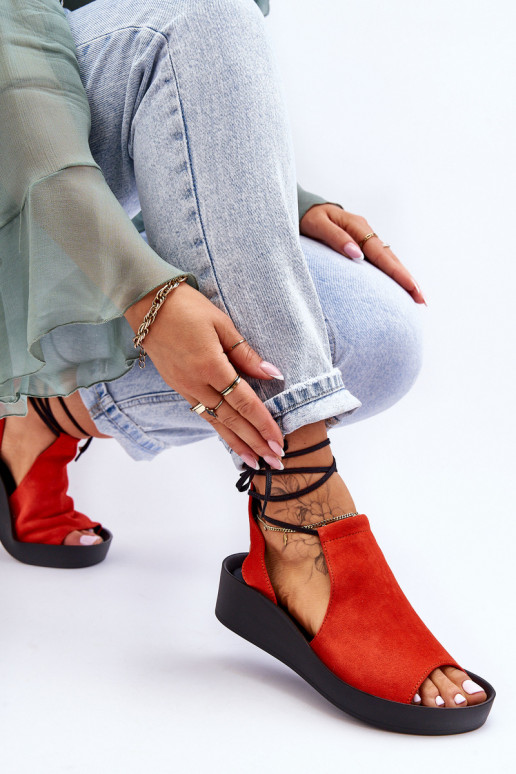 Semišové sandále na platforme Zazoo 2743 oranžová Semišové sandále na platforme Zazoo 2743 oranžová