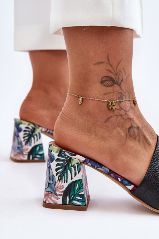 Dámske Kožené papuče s podpätkami LeInski Shoes 3209/K čierna Dámske Kožené papuče s podpätkami LeInski Shoes 3209/K čierna