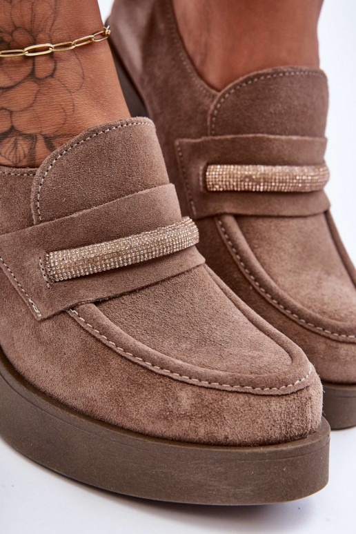 zo semišu topánky s podpätkami s ozdobami béžová Lemar Gelanor