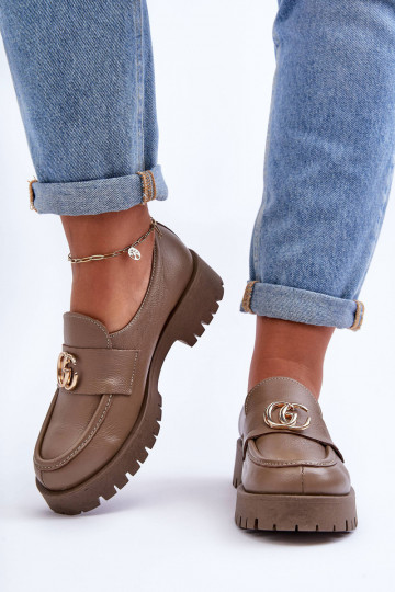 Topánky z pravej kože s ozdobami béžová Rosefalls