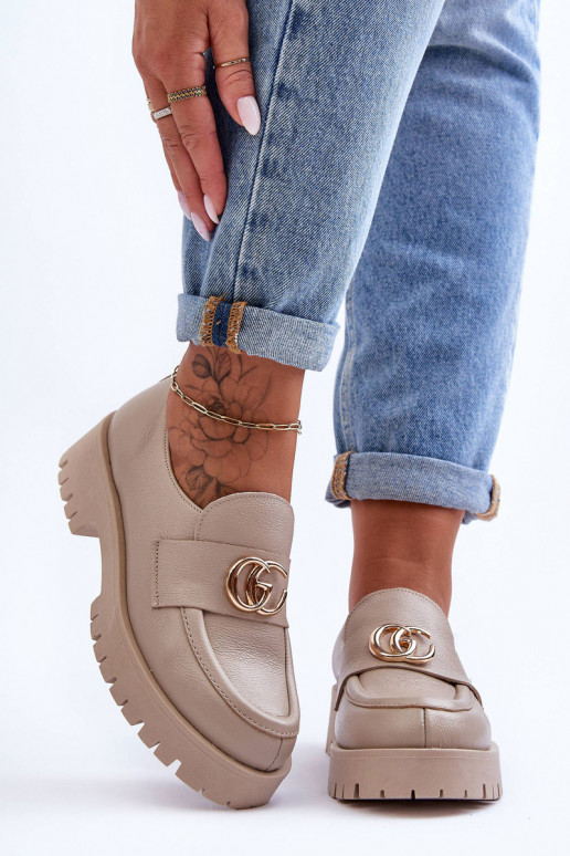 Topánky z pravej kože s ozdobami béžová Rosefalls Topánky z pravej kože s ozdobami béžová Rosefalls