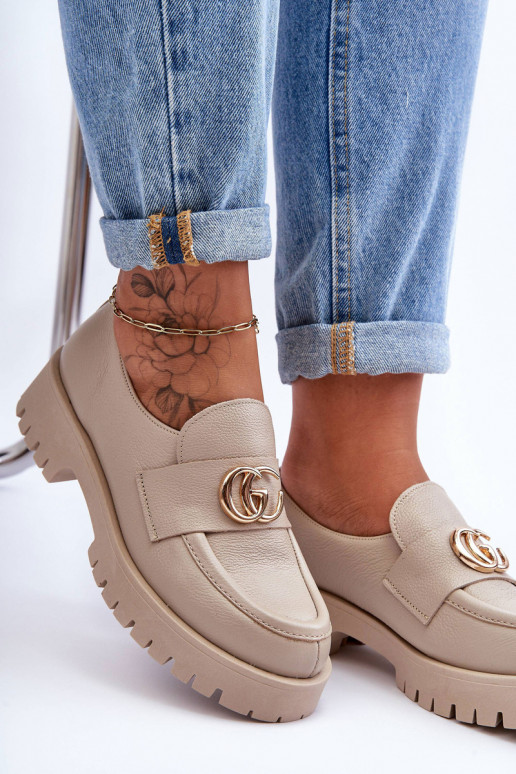 Topánky z pravej kože s ozdobami béžová Rosefalls Topánky z pravej kože s ozdobami béžová Rosefalls