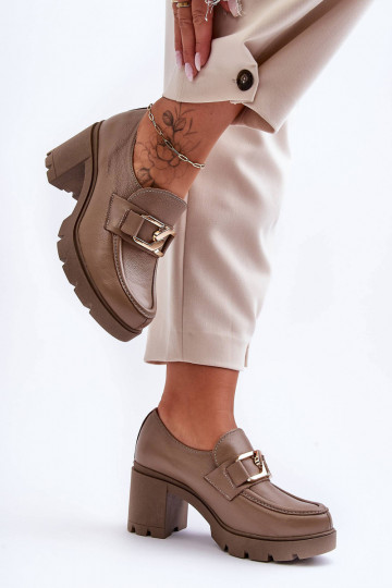 Elegantný štýl topánky s podpätkami s ozdobami béžová Lemar Harmell 2