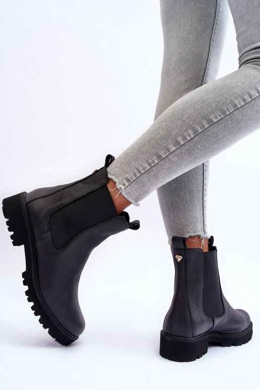 Kožené štýlové čižmy čierna Nicole 2672 Kožené štýlové čižmy čierna Nicole 2672