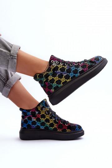 tenisky s platformou kamienky GOE MM2N4009 čierna