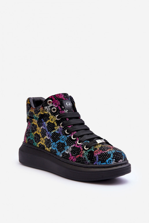 tenisky s platformou kamienky GOE MM2N4009 čierna tenisky s platformou kamienky GOE MM2N4009 čierna