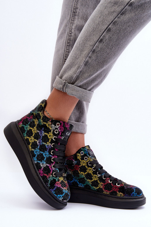 tenisky s platformou kamienky GOE MM2N4009 čierna tenisky s platformou kamienky GOE MM2N4009 čierna