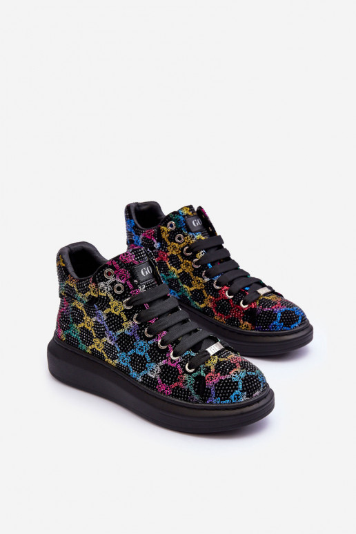 tenisky s platformou kamienky GOE MM2N4009 čierna tenisky s platformou kamienky GOE MM2N4009 čierna