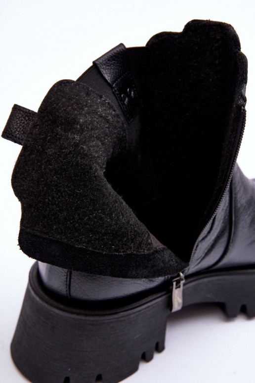 Kožené štýlové čižmy s platformou čierna Lemar Lisencca Kožené štýlové čižmy s platformou čierna Lemar Lisencca