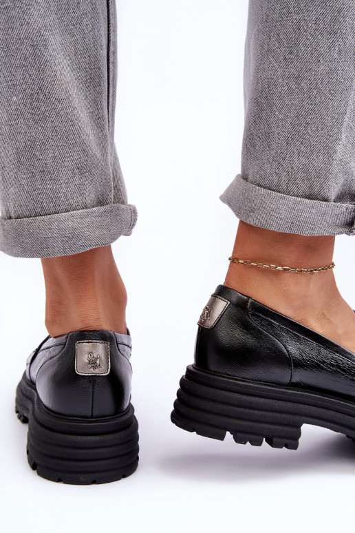 Kožené členkové čižmy s pevnou podrážkou čierna Elkiza Kožené členkové čižmy s pevnou podrážkou čierna Elkiza