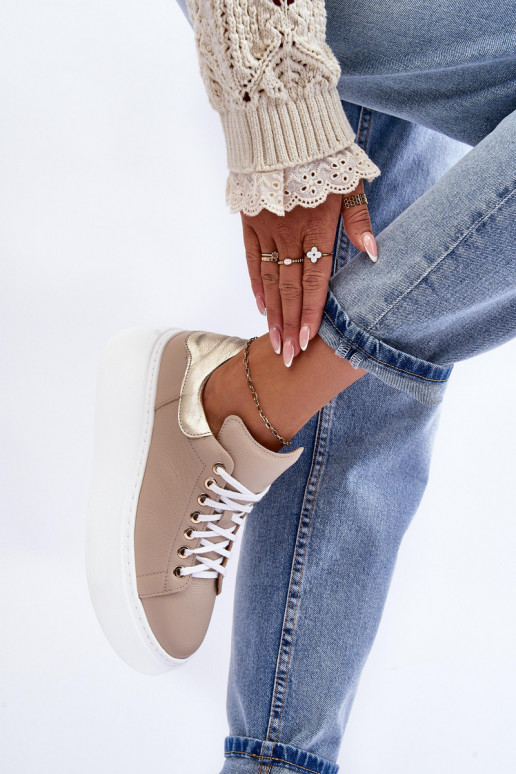 Dámske tenisky Kožené s platformou béžová Lemar 10150 Dámske tenisky Kožené s platformou béžová Lemar 10150