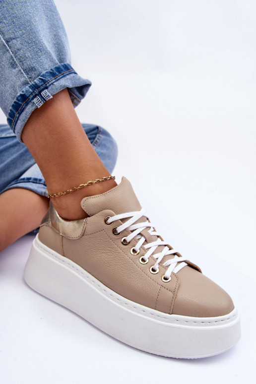 Dámske tenisky Kožené s platformou béžová Lemar 10150 Dámske tenisky Kožené s platformou béžová Lemar 10150