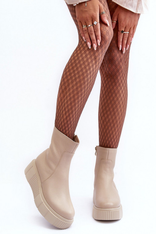 Dámske čižmy s platformou béžová Lemar Jenefer Dámske čižmy s platformou béžová Lemar Jenefer