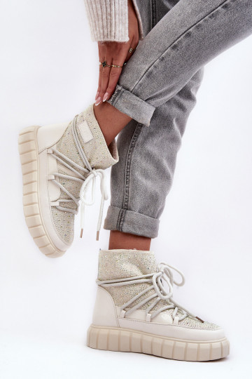 zahriať sa Snehule Zdobené S kamienkami GOE MM2N4081 béžová 2