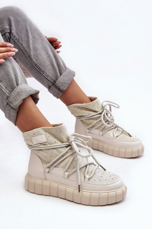 zahriať sa Snehule Zdobené S kamienkami GOE MM2N4081 béžová zahriať sa Snehule Zdobené S kamienkami GOE MM2N4081 béžová