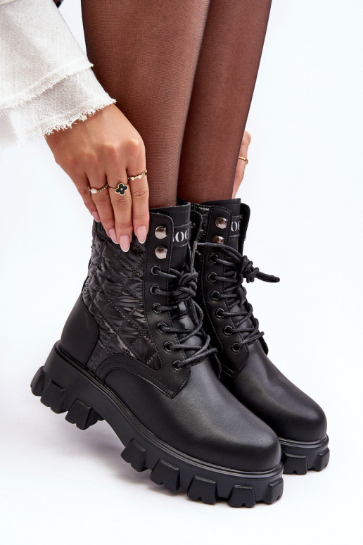 Kožené Pracovné členkové topánky so širokými podpätkami GOE MM2N4021 čierna Kožené Pracovné členkové topánky so širokými podpätkami GOE MM2N4021 čierna