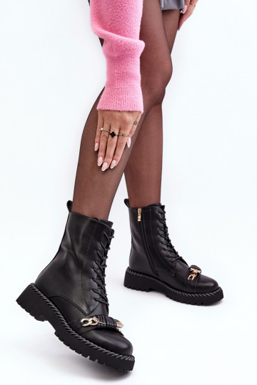 Dámske čižmy vysoké jazdecké čižmy s ozdobami čierna S.Barski MR870-68 2