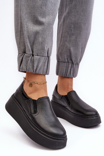 Kožené tenisky Dámske s platformou čierna Lemar Mánish