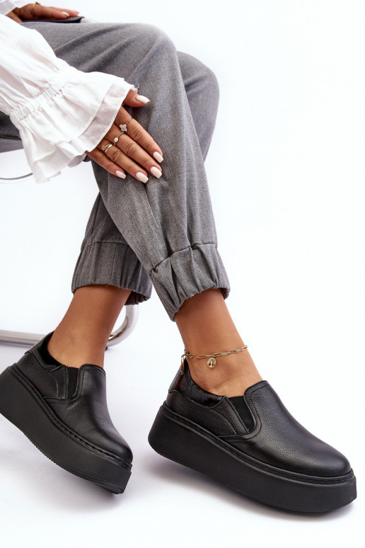 Kožené tenisky Dámske s platformou čierna Lemar Mánish