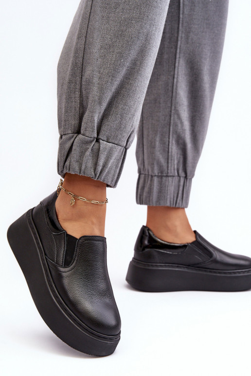 Kožené tenisky Dámske s platformou čierna Lemar Mánish