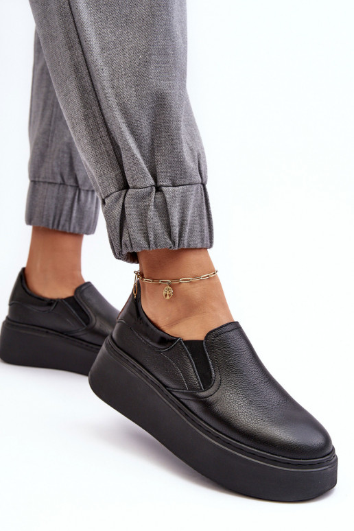 Kožené tenisky Dámske s platformou čierna Lemar Mánish