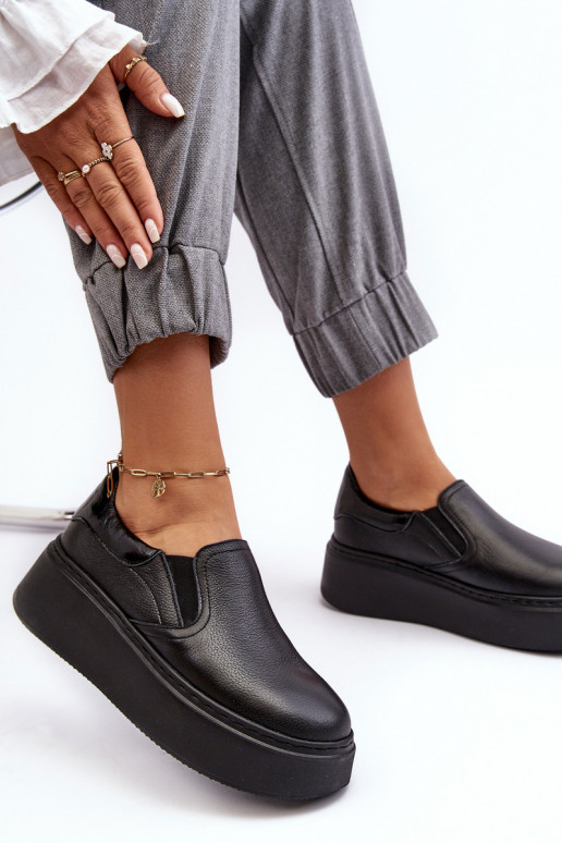 Kožené tenisky Dámske s platformou čierna Lemar Mánish