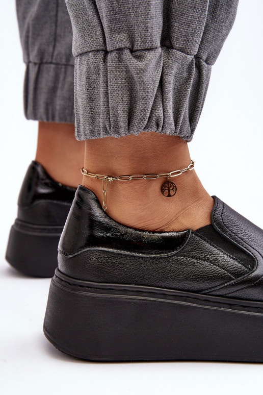 Kožené tenisky Dámske s platformou čierna Lemar Mánish