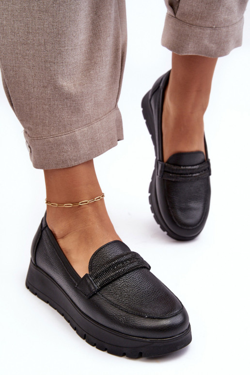 Kožené topánky s platformou s ozdobami čierna Lemar Lehira Kožené topánky s platformou s ozdobami čierna Lemar Lehira