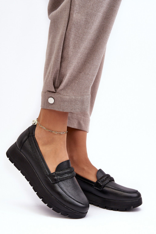 Kožené topánky s platformou s ozdobami čierna Lemar Lehira Kožené topánky s platformou s ozdobami čierna Lemar Lehira