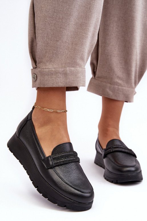 Kožené topánky s platformou s ozdobami čierna Lemar Lehira Kožené topánky s platformou s ozdobami čierna Lemar Lehira