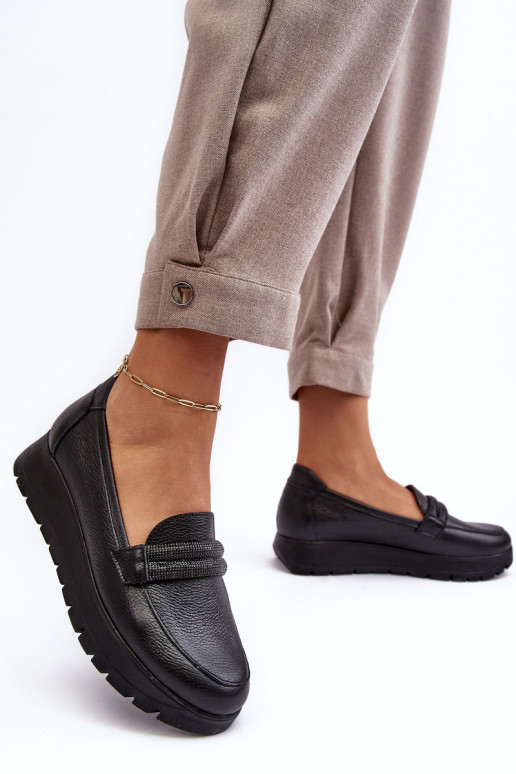 Kožené topánky s platformou s ozdobami čierna Lemar Lehira Kožené topánky s platformou s ozdobami čierna Lemar Lehira