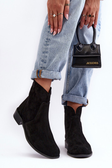 Semišové topánky Dámske so zipsami čierna Nicole 2829