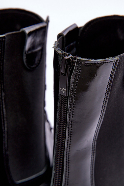 Kožené Dámske Pracovné členkové topánky so šnúrkami čierna Nicole 2836