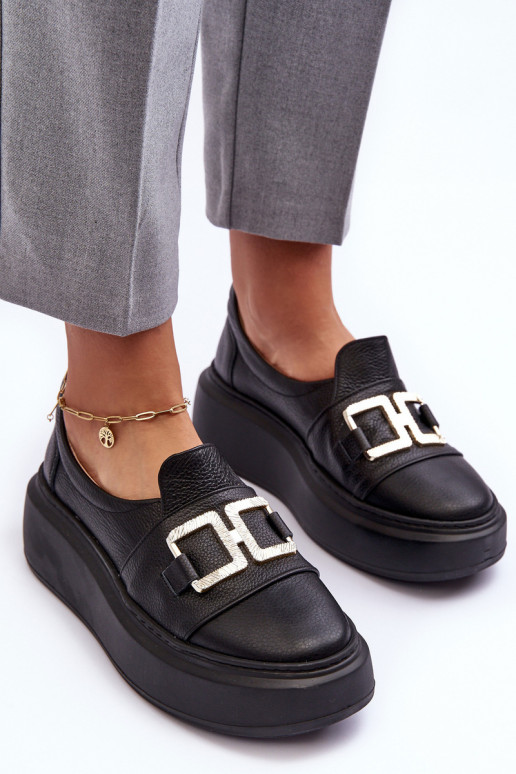 Kožené topánky Dámske s platformou čierna LeInski 3398/2 Kožené topánky Dámske s platformou čierna LeInski 3398/2