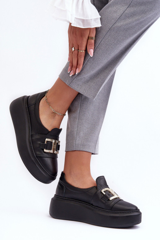 Kožené topánky Dámske s platformou čierna LeInski 3398/2 Kožené topánky Dámske s platformou čierna LeInski 3398/2