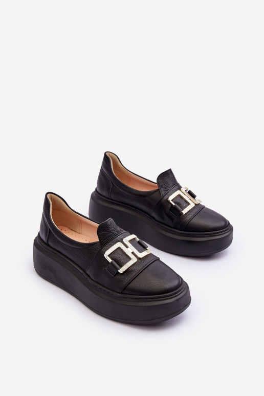 Kožené topánky Dámske s platformou čierna LeInski 3398/2 Kožené topánky Dámske s platformou čierna LeInski 3398/2