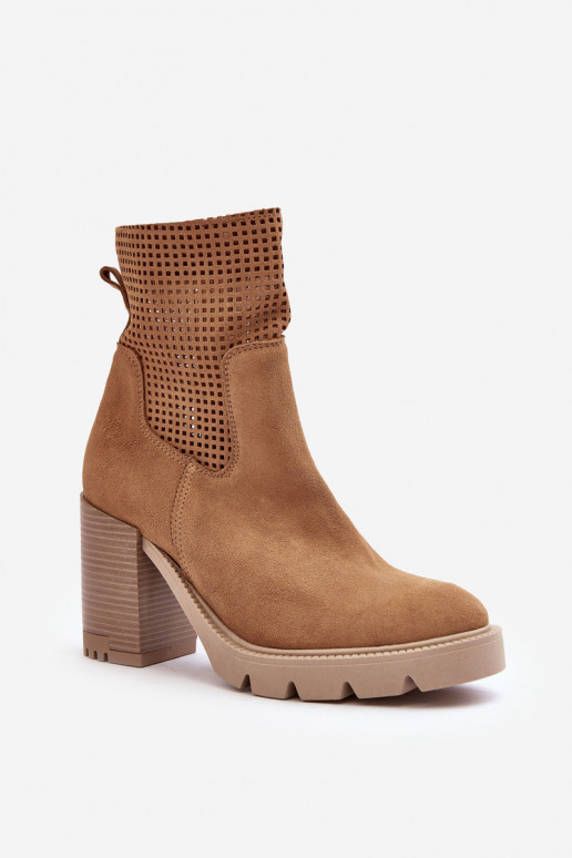 Prelamovaný semiš Dámske čižmy Hnedá farba LeInski 3386 Prelamovaný semiš Dámske čižmy Hnedá farba LeInski 3386