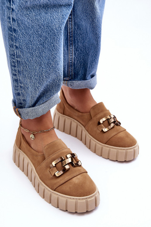 zo semišu topánky Dámske s platformou s ozdobami béžová LeInski 3398