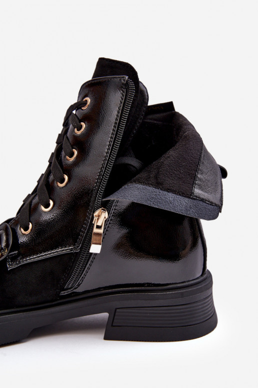 Módne Dámske Čižmy so zipsami s krásnymi detailmi D&A MR870-76 čierna