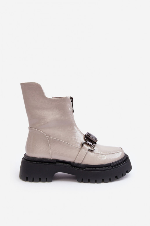 s lakovým efektom Dámske Čižmy so zipsami D&A MR870-94 sivá s lakovým efektom Dámske Čižmy so zipsami D&A MR870-94 sivá