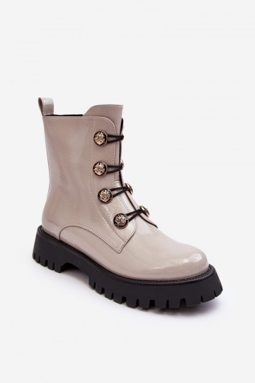 Dámske zahriať sa Čižmy S Ornatemi Guzikami D&A MR870-51 slonovina 2