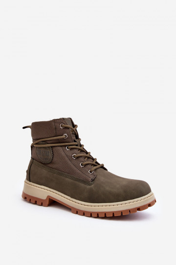 pánske Čižmy topánky Memory Foam khaki farby Big Star KK174205