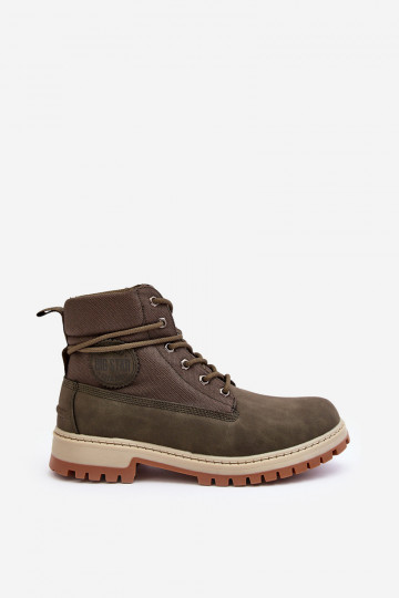 pánske Čižmy topánky Memory Foam khaki farby Big Star KK174205 2