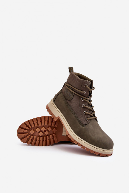pánske Čižmy topánky Memory Foam khaki farby Big Star KK174205