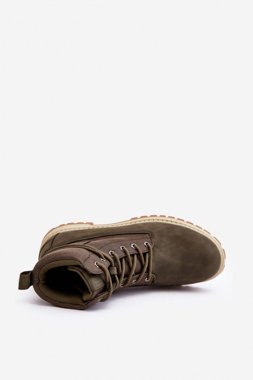 pánske Čižmy topánky Memory Foam khaki farby Big Star KK174205